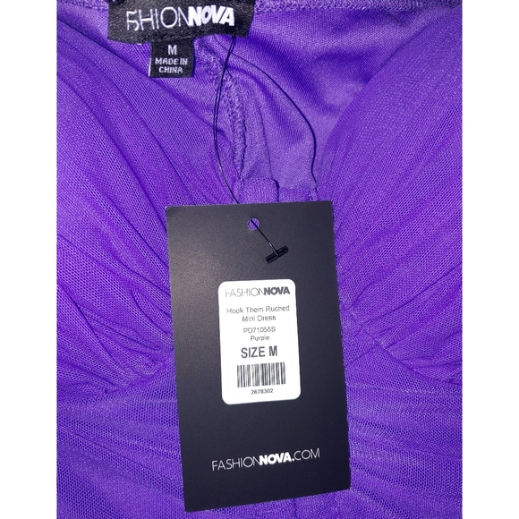 Fashion Nova Purple minidress off the shoulder with ruching size medium - Picture 3 of 3